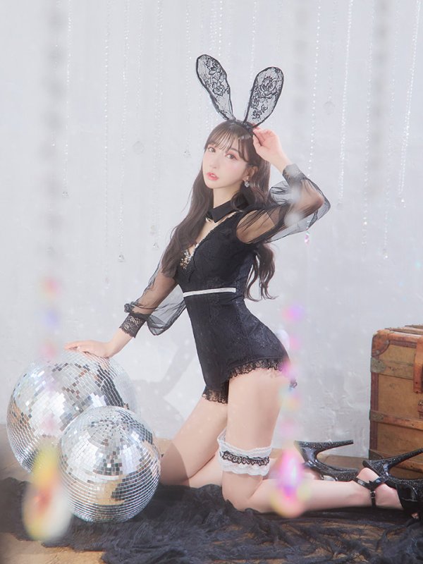 画像6: 【ハロウィン】 レースバニーオールインワン 【コスプレ5点セット】【S-Lサイズ/3カラー】[OF04] (6)