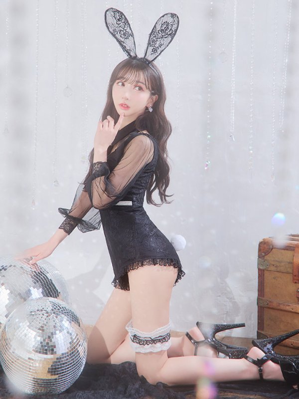 画像9: 【ハロウィン】 レースバニーオールインワン 【コスプレ5点セット】【S-Lサイズ/3カラー】[OF04] (9)