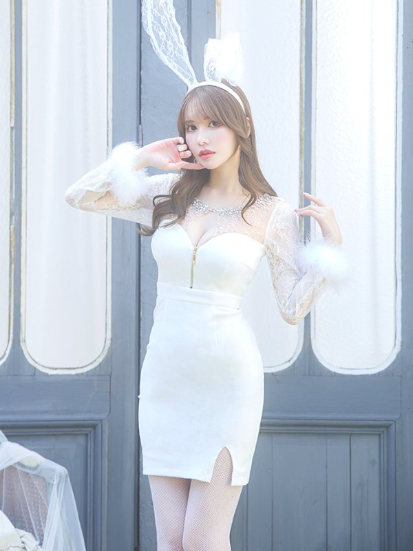 画像4: 【SALE!!】【即日発送】【ハロウィン】 ビジューバニーワンピース 【コスプレ4点セット】【S-Lサイズ/2カラー】[OF01] (4)