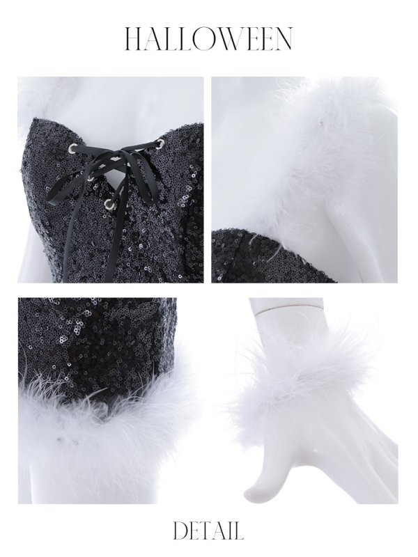 画像34: 【SALE!!】【即日発送】【ハロウィン】スパンコールセットアップバニー 【コスプレ6点セット】【S-Mサイズ/3カラー】[OF01] (34)