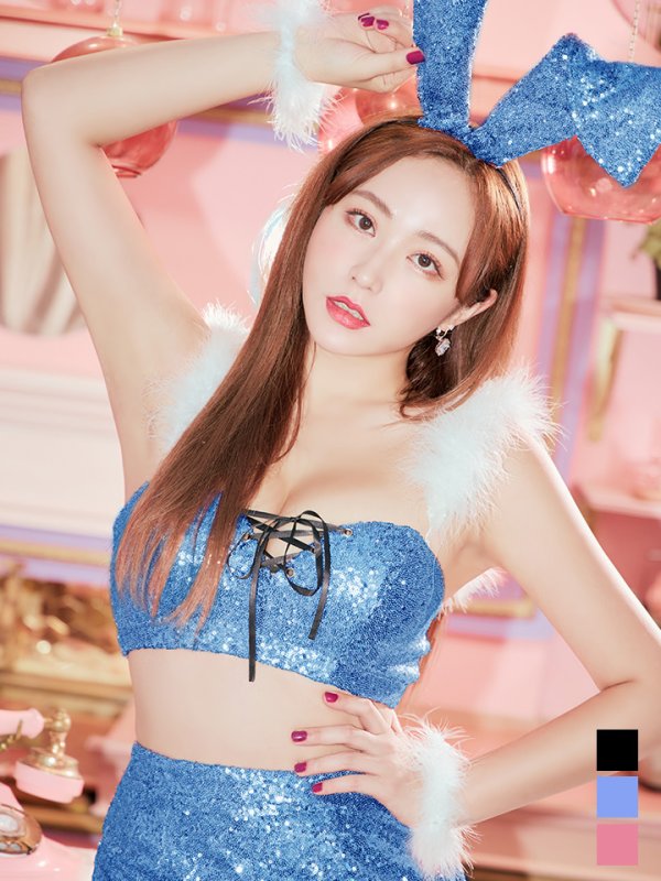 画像20: 【SALE!!】【即日発送】【ハロウィン】スパンコールセットアップバニー 【コスプレ6点セット】【S-Mサイズ/3カラー】[OF01] (20)