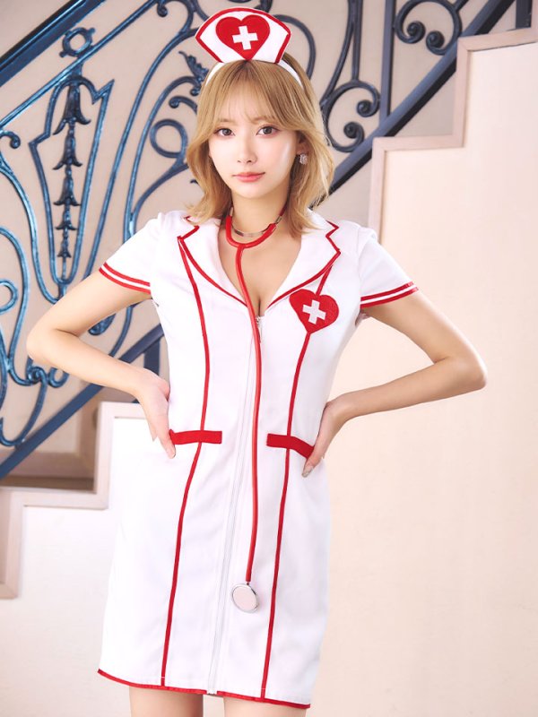 画像4: 【ハロウィン】 ジップナース 【コスプレ4点セット】【S-Mサイズ/1カラー】(CH01)[OF03] (4)