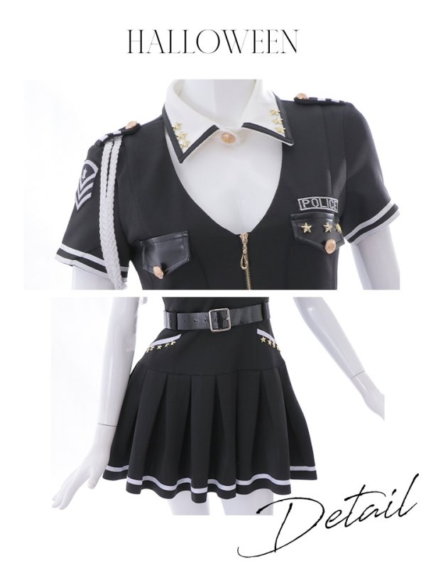 画像19: 【即日発送】【ハロウィン】ポリスフレアワンピース【コスプレ5点セット】【S-XLサイズ】(HC206-SV)[OF04-Bg] (19)