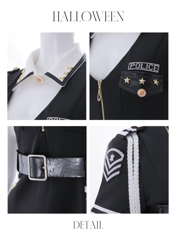 画像20: 【即日発送】【ハロウィン】ポリスフレアワンピース【コスプレ5点セット】【S-XLサイズ】(HC206-SV)[OF04-Bg] (20)