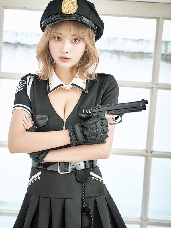 画像14: 【即日発送】【ハロウィン】ポリスフレアワンピース【コスプレ5点セット】【S-XLサイズ】(HC206-SV)[OF04-Bg] (14)