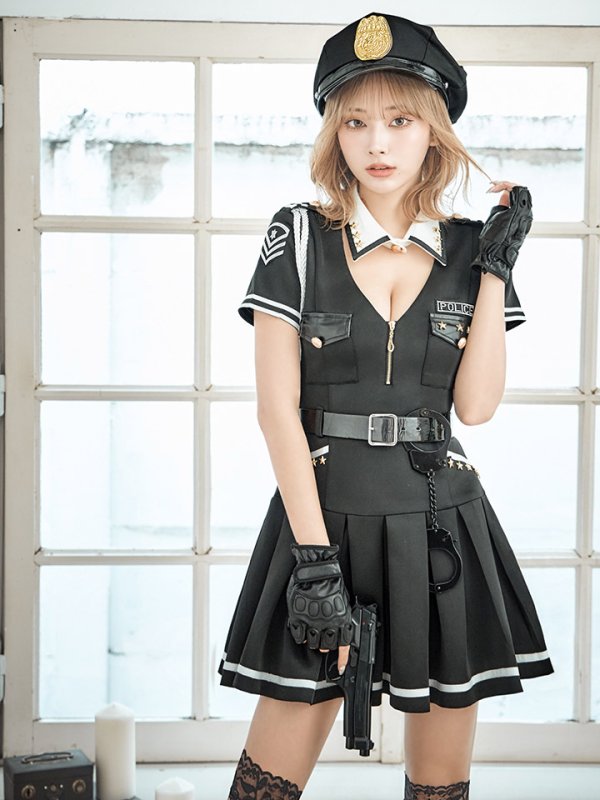 画像15: 【即日発送】【ハロウィン】ポリスフレアワンピース【コスプレ5点セット】【S-XLサイズ】(HC206-SV)[OF04-Bg] (15)