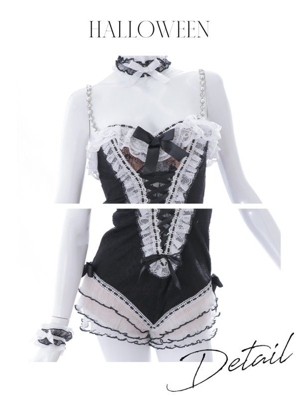 画像44: 【即日発送】【ハロウィン】パールチェーンレースバニーガール【コスプレ7点セット】【S-Lサイズ/3カラー】[OF01] (44)