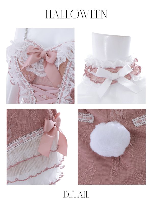 画像41: 【即日発送】【ハロウィン】パールチェーンレースバニーガール【コスプレ7点セット】【S-Lサイズ/3カラー】[OF01] (41)