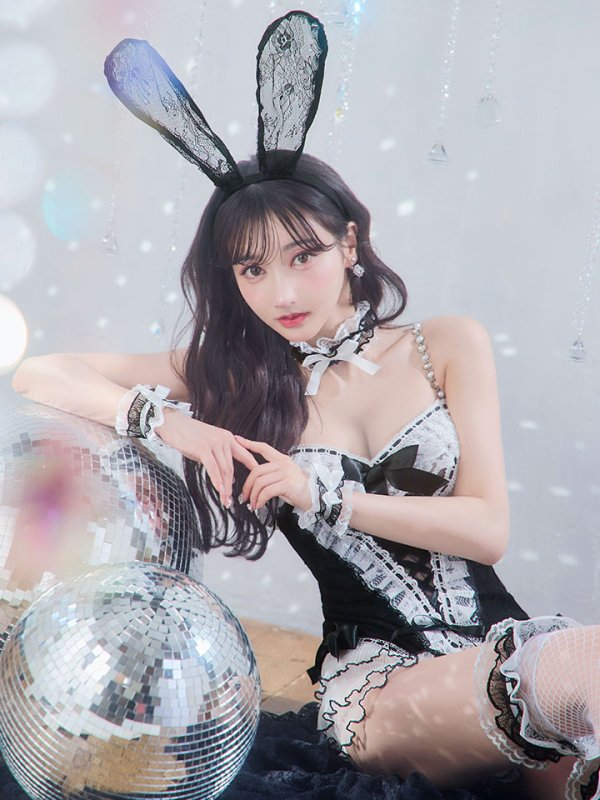 画像32: 【即日発送】【ハロウィン】パールチェーンレースバニーガール【コスプレ7点セット】【S-Lサイズ/3カラー】[OF01] (32)