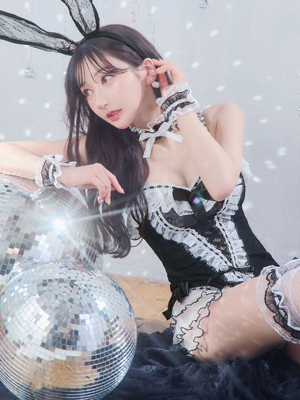 画像13: 【即日発送】【ハロウィン】パールチェーンレースバニーガール【コスプレ7点セット】【S-Lサイズ/3カラー】[OF01] (13)