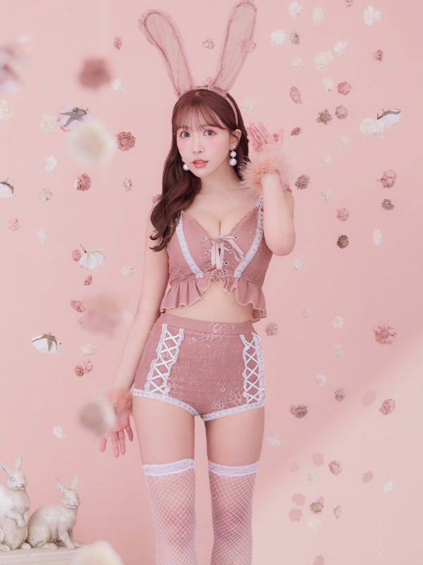 画像25: 【即日発送】【ハロウィン】 フリルレースバニーセットアップ 【コスプレ6点セット】 【S-Mサイズ/3カラー】[YMT] (25)