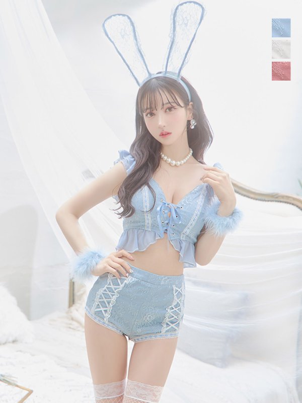 画像5: 【SALE!!】【即日発送】【ハロウィン】 フリルレースバニーセットアップ 【コスプレ6点セット】 【S-Mサイズ/3カラー】[OF01] (5)