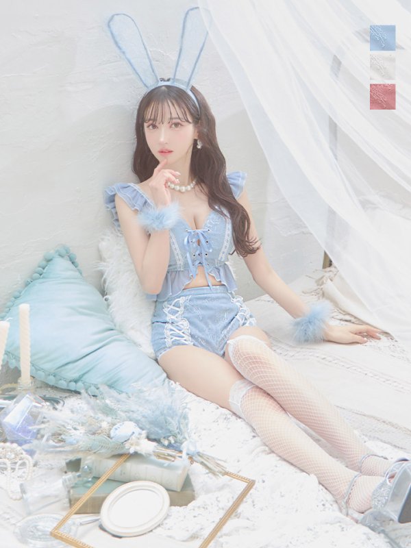 画像6: 【SALE!!】【即日発送】【ハロウィン】 フリルレースバニーセットアップ 【コスプレ6点セット】 【S-Mサイズ/3カラー】[OF01] (6)