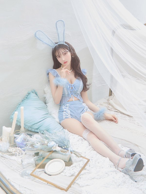 画像9: 【SALE!!】【即日発送】【ハロウィン】 フリルレースバニーセットアップ 【コスプレ6点セット】 【S-Mサイズ/3カラー】[OF01] (9)