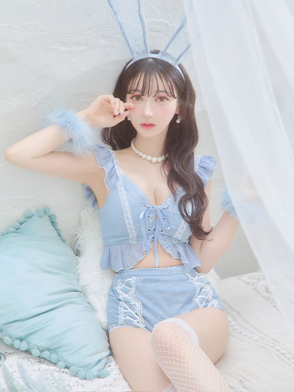 画像13: 【SALE!!】【即日発送】【ハロウィン】 フリルレースバニーセットアップ 【コスプレ6点セット】 【S-Mサイズ/3カラー】[OF01] (13)