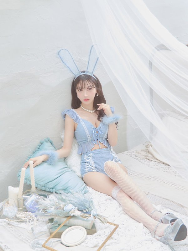 画像12: 【SALE!!】【即日発送】【ハロウィン】 フリルレースバニーセットアップ 【コスプレ6点セット】 【S-Mサイズ/3カラー】[OF01] (12)