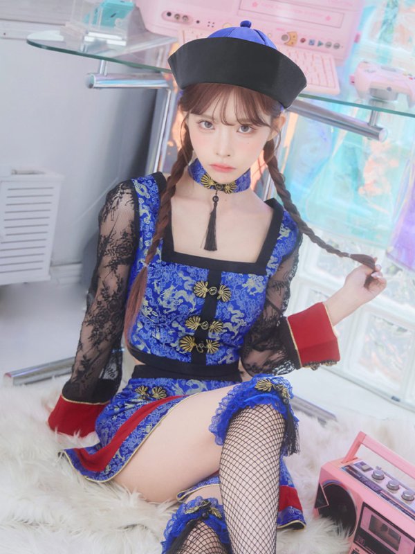 画像2: 【SALE!!】【即日発送】【ハロウィン】 緩苺ちゃん着用 セットアップキョンシー【コスプレ5点セット】【S-Mサイズ/1カラー】(SE01YN)[HC02] (2)