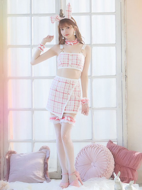 画像5: 【SALE!!】【即日発送】【ハロウィン】 ツイードバニーラップススカートセットアップコスプレ【コスプレ7点セット】【S-Mサイズ/2カラー】[HC03] (5)