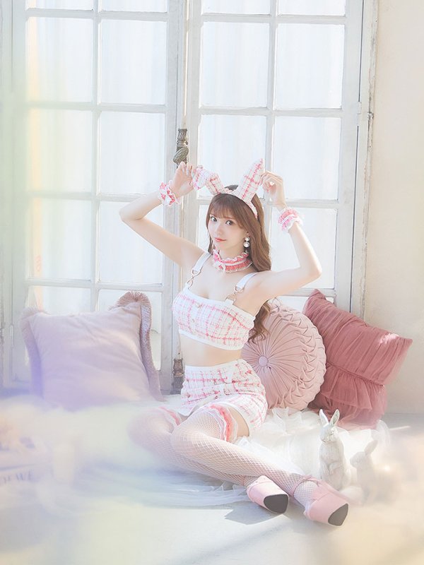 画像7: 【SALE!!】【即日発送】【ハロウィン】 ツイードバニーラップススカートセットアップコスプレ【コスプレ7点セット】【S-Mサイズ/2カラー】[HC03] (7)