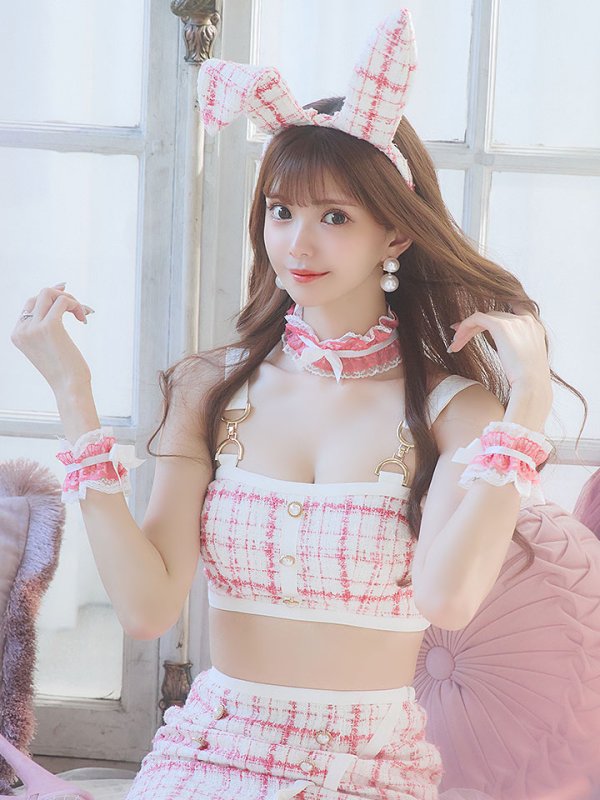 画像11: 【SALE!!】【即日発送】【ハロウィン】 ツイードバニーラップススカートセットアップコスプレ【コスプレ7点セット】【S-Mサイズ/2カラー】[HC03] (11)