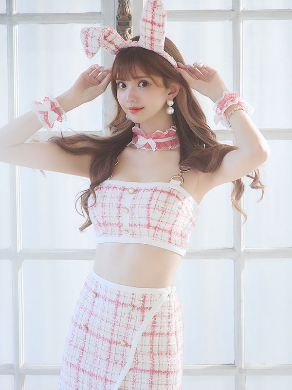 画像13: 【SALE!!】【即日発送】【ハロウィン】 ツイードバニーラップススカートセットアップコスプレ【コスプレ7点セット】【S-Mサイズ/2カラー】[HC03] (13)