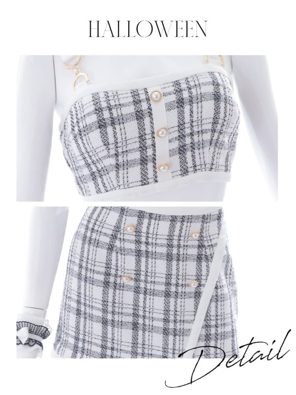 画像17: 【SALE!!】【即日発送】【ハロウィン】 ツイードバニーラップススカートセットアップコスプレ【コスプレ7点セット】【S-Mサイズ/2カラー】[OF01] (17)