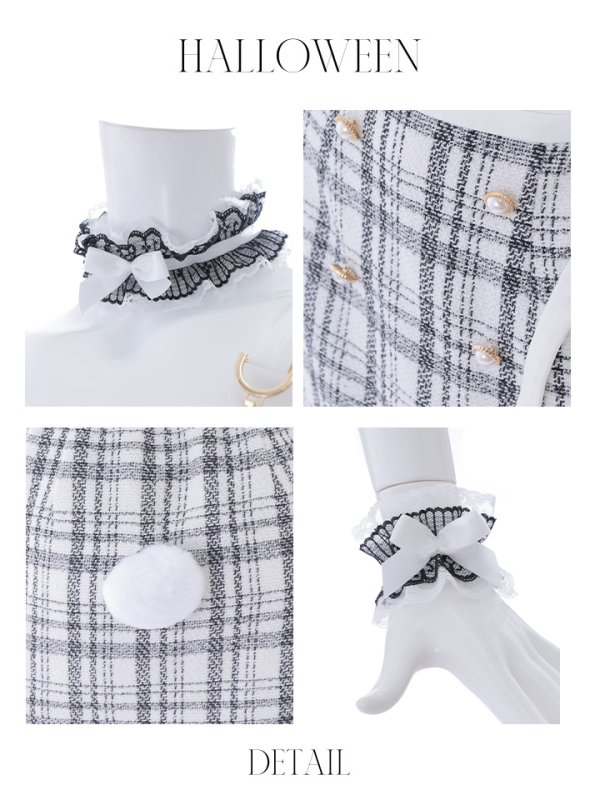 画像18: 【SALE!!】【即日発送】【ハロウィン】 ツイードバニーラップススカートセットアップコスプレ【コスプレ7点セット】【S-Mサイズ/2カラー】[OF01] (18)