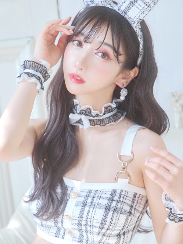 画像14: 【SALE!!】【即日発送】【ハロウィン】 ツイードバニーラップススカートセットアップコスプレ【コスプレ7点セット】【S-Mサイズ/2カラー】[OF01] (14)