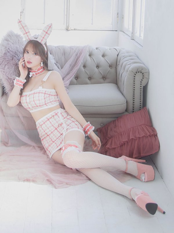 画像14: 【SALE!!】【即日発送】【ハロウィン】 ツイードバニーラップススカートセットアップコスプレ【コスプレ7点セット】【S-Mサイズ/2カラー】[OF01] (14)