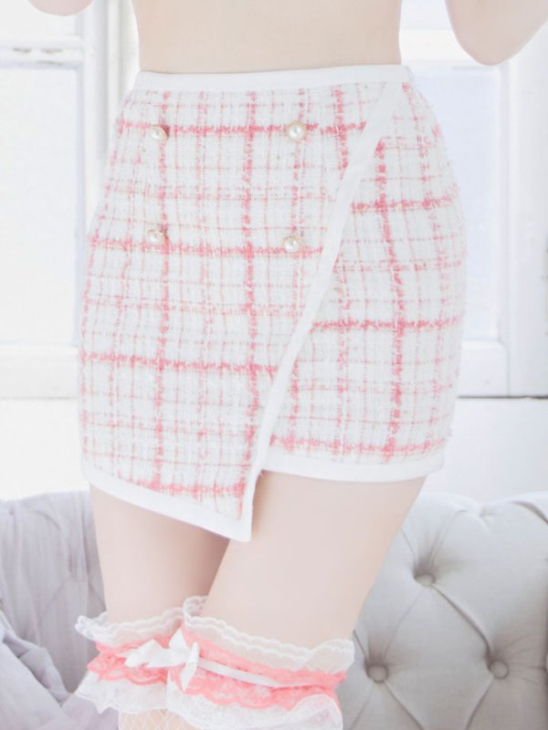 画像17: 【SALE!!】【即日発送】【ハロウィン】 ツイードバニーラップススカートセットアップコスプレ【コスプレ7点セット】【S-Mサイズ/2カラー】[OF01] (17)