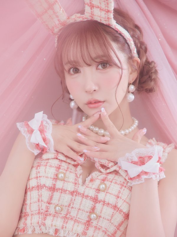 画像25: 【SALE!!】【即日発送】【ハロウィン】ツイードバニーリボンセットアップ（パンツ）【コスプレ6点セット】 【XS-Mサイズ/2カラー】[OF04] (25)