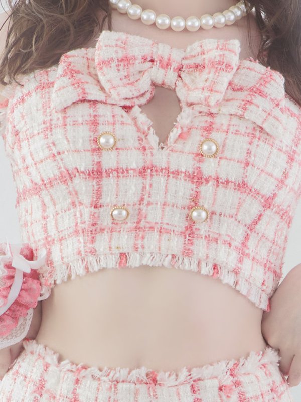 画像13: 【SALE!!】【即日発送】【ハロウィン】ツイードバニーリボンセットアップ（パンツ）【コスプレ6点セット】 【XS-Mサイズ/2カラー】[OF04] (13)