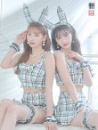 画像1: 【即日発送】【ハロウィン】ツイードバニーセットアップ（パンツ&スカートタイプ）【コスプレ6点セット】 【XS-Mサイズ/2カラー】[YMT] (1)