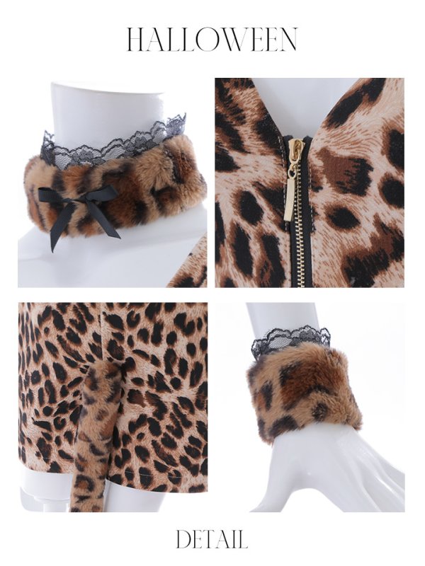 画像20: 【SALE!!】【即日発送】【ハロウィン】 レオパードキャット/豹柄猫 【コスプレ5点セット】 【S-Mサイズ】[HC03] (20)