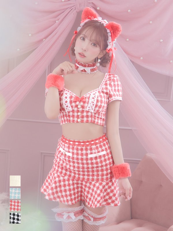 画像24: 【SALE!!】【即日発送】【ハロウィン】ツイードキャットセットアップ 【コスプレ6点セット】 【XS-Mサイズ/4カラー】[OF04] (24)