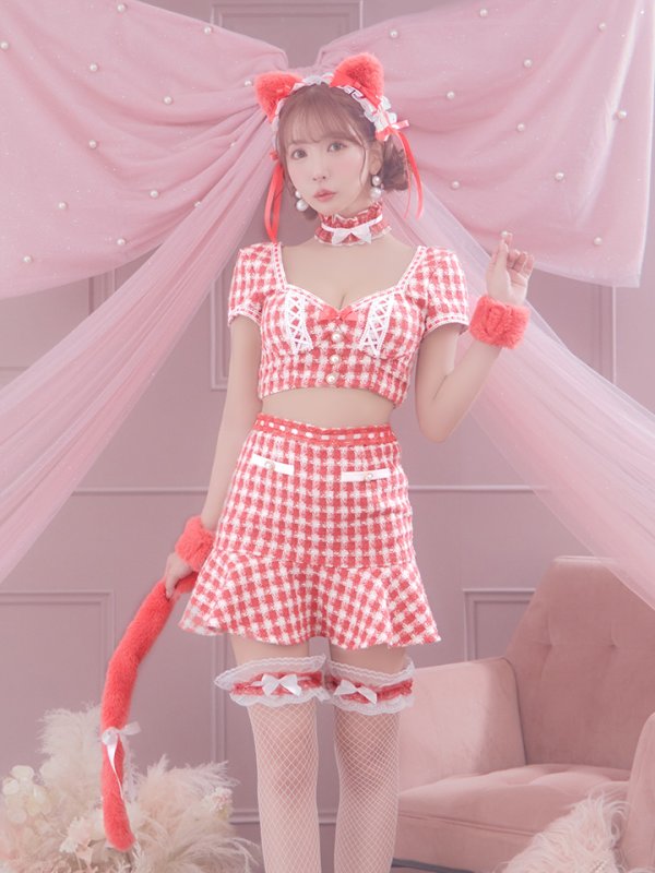 画像27: 【SALE!!】【即日発送】【ハロウィン】ツイードキャットセットアップ 【コスプレ6点セット】 【XS-Mサイズ/4カラー】[OF04] (27)