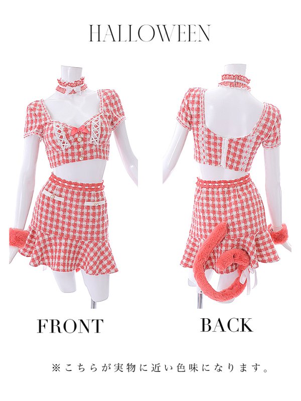 画像14: 【SALE!!】【即日発送】【ハロウィン】ツイードキャットセットアップ 【コスプレ6点セット】 【XS-Mサイズ/4カラー】[OF04] (14)