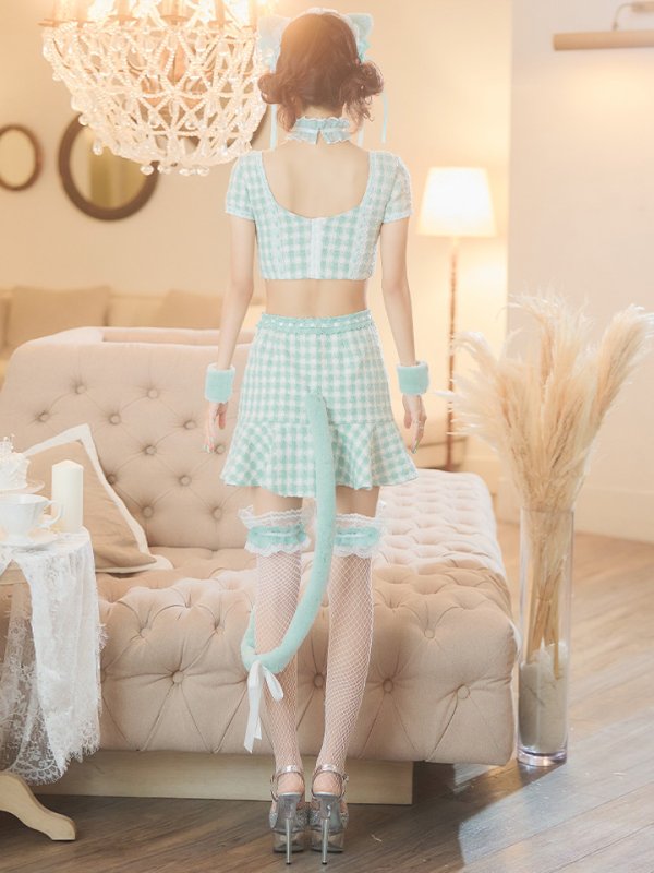 画像15: 【SALE!!】【即日発送】【ハロウィン】ツイードキャットセットアップ 【コスプレ6点セット】 【XS-Mサイズ/4カラー】[OF04] (15)