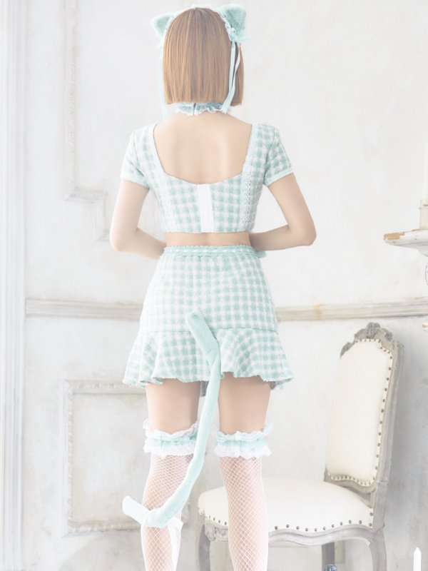画像14: 【SALE!!】【即日発送】【ハロウィン】ツイードキャットセットアップ 【コスプレ6点セット】 【XS-Mサイズ/4カラー】[OF04] (14)