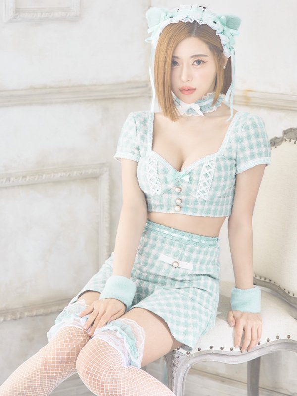 画像2: 【SALE!!】【即日発送】【ハロウィン】ツイードキャットセットアップ 【コスプレ6点セット】 【XS-Mサイズ/4カラー】[OF04] (2)