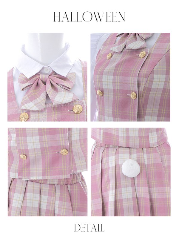 画像45: 【SALE!!】【ハロウィン】チェック制服バニー【コスプレ6点セット】 【S-Lサイズ/1カラー】[OF01] (45)