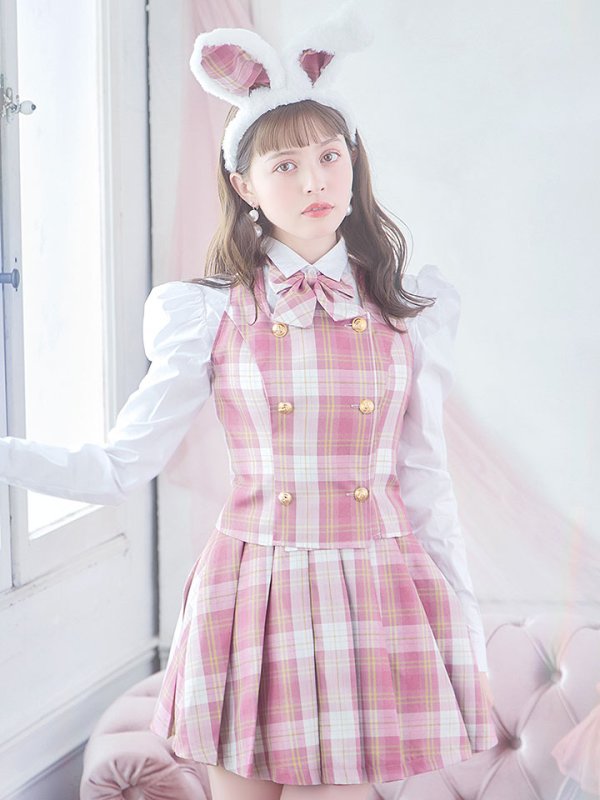 画像4: 【SALE!!】【ハロウィン】チェック制服バニー【コスプレ6点セット】 【S-Lサイズ/1カラー】[OF01] (4)