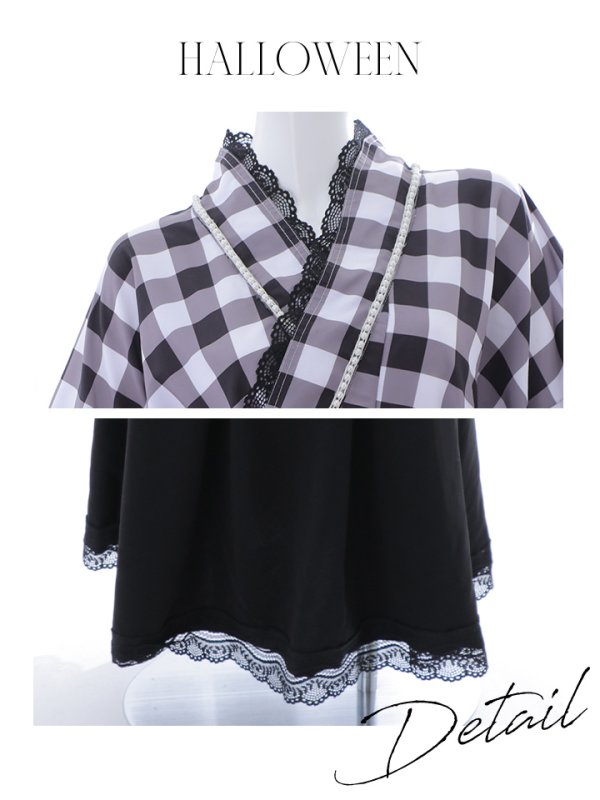 画像24: 【即日発送】【ハロウィン】 ギンガム猫巫女【コスプレ5点セット】【Fサイズ/2カラー】[HC03] (24)