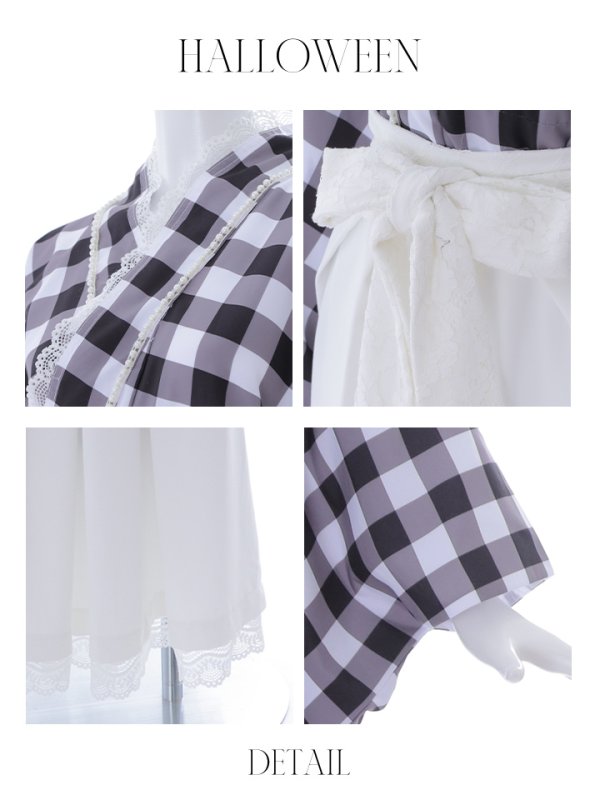 画像21: 【即日発送】【ハロウィン】 ギンガム猫巫女【コスプレ5点セット】【Fサイズ/2カラー】[HC03] (21)