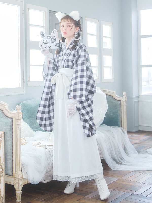 画像5: 【即日発送】【ハロウィン】 ギンガム猫巫女【コスプレ5点セット】【Fサイズ/2カラー】[HC03] (5)