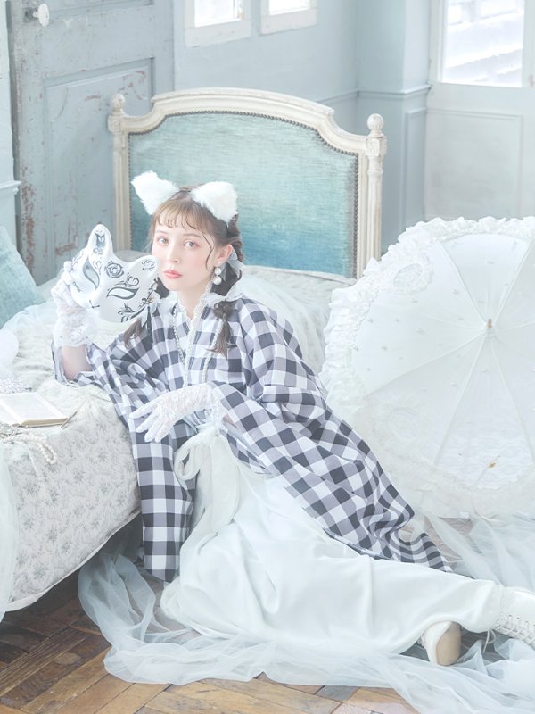 画像11: 【即日発送】【ハロウィン】 ギンガム猫巫女【コスプレ5点セット】【Fサイズ/2カラー】[HC03] (11)