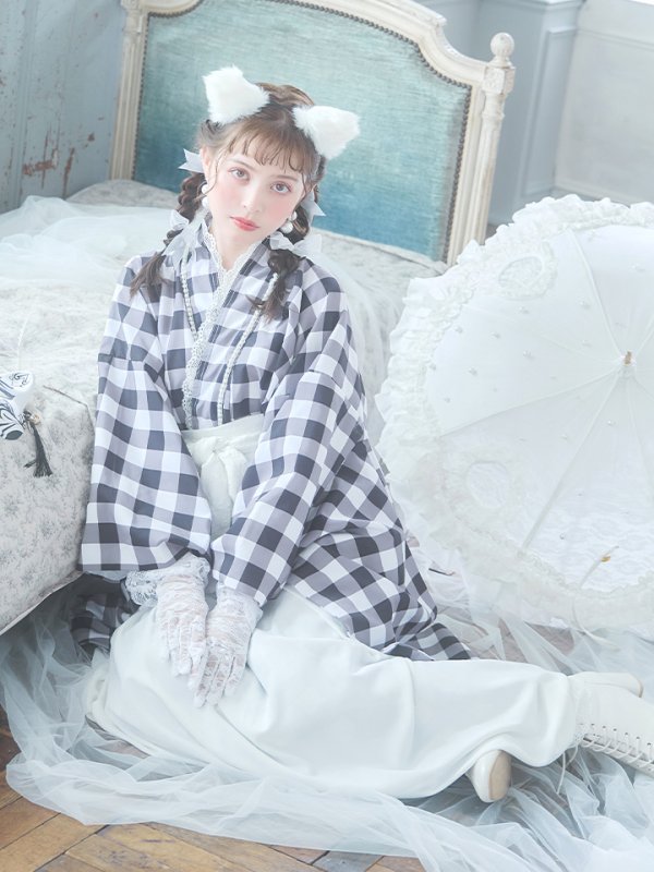 画像13: 【即日発送】【ハロウィン】 ギンガム猫巫女【コスプレ5点セット】【Fサイズ/2カラー】[HC03] (13)