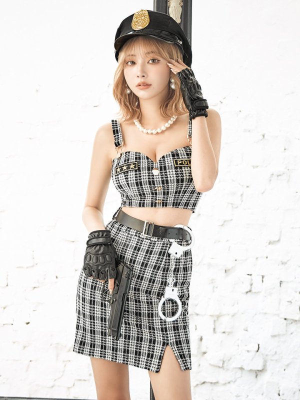 画像4: 【SALE!!】【即日発送】【ハロウィン】ツイードポリスセットアップ 【コスプレ5点セット】【XS-Mサイズ】(HC206-SV)[HC03-Bg] (4)