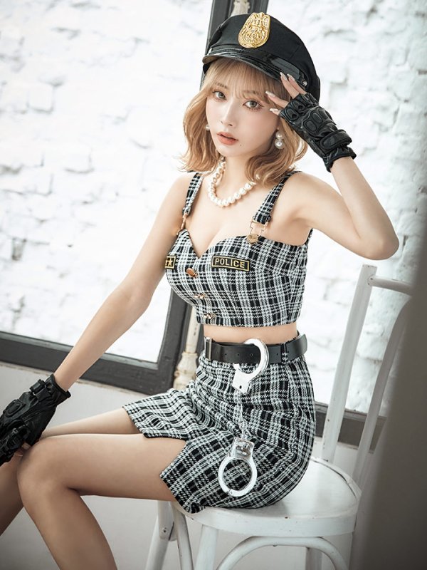 画像9: 【SALE!!】【即日発送】【ハロウィン】ツイードポリスセットアップ 【コスプレ5点セット】【XS-Mサイズ】(HC206-SV)[HC03-Bg] (9)