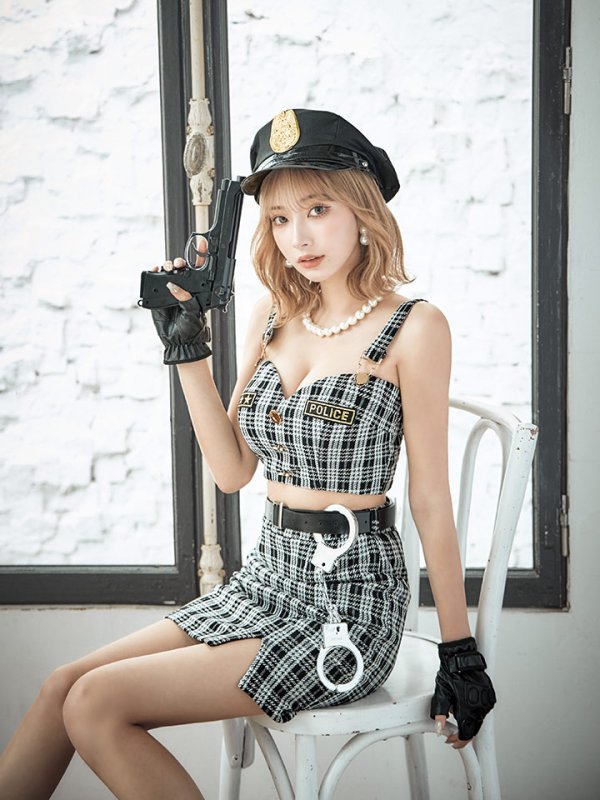 画像14: 【SALE!!】【即日発送】【ハロウィン】ツイードポリスセットアップ 【コスプレ5点セット】【XS-Mサイズ】(HC206-SV)[HC03-Bg] (14)